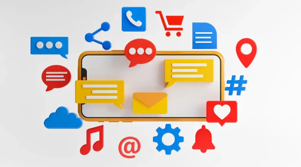 Social media app icons on smartphone by Nexa Tech Digital